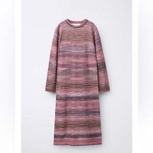 NWT ZARA Marbled Knit Long Sleeve MAXI Dress
